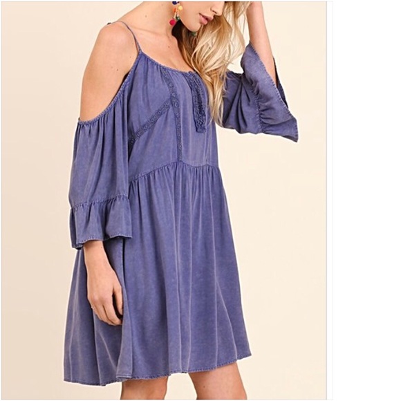 Boho Beauty Purple Cold Shoulder Tunic Dress SMLXL - Picture 7 of 8